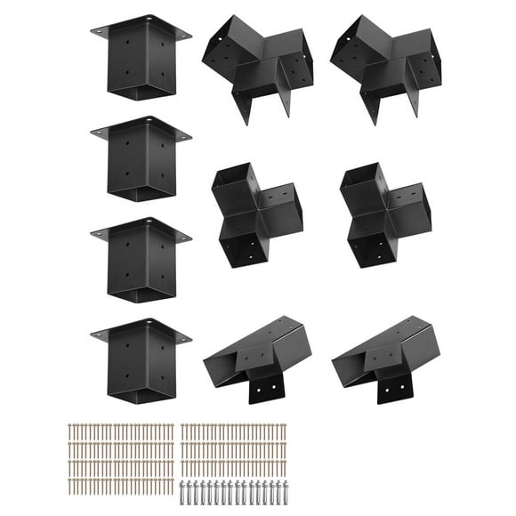 KFFKFF Pergola Kit, 4x4 Inch Pointed-Roof Pergola Brackets for 3.5x3.5 In Lumbers in Actual Size, 3-Way / 4-Way Gazebo Bracket