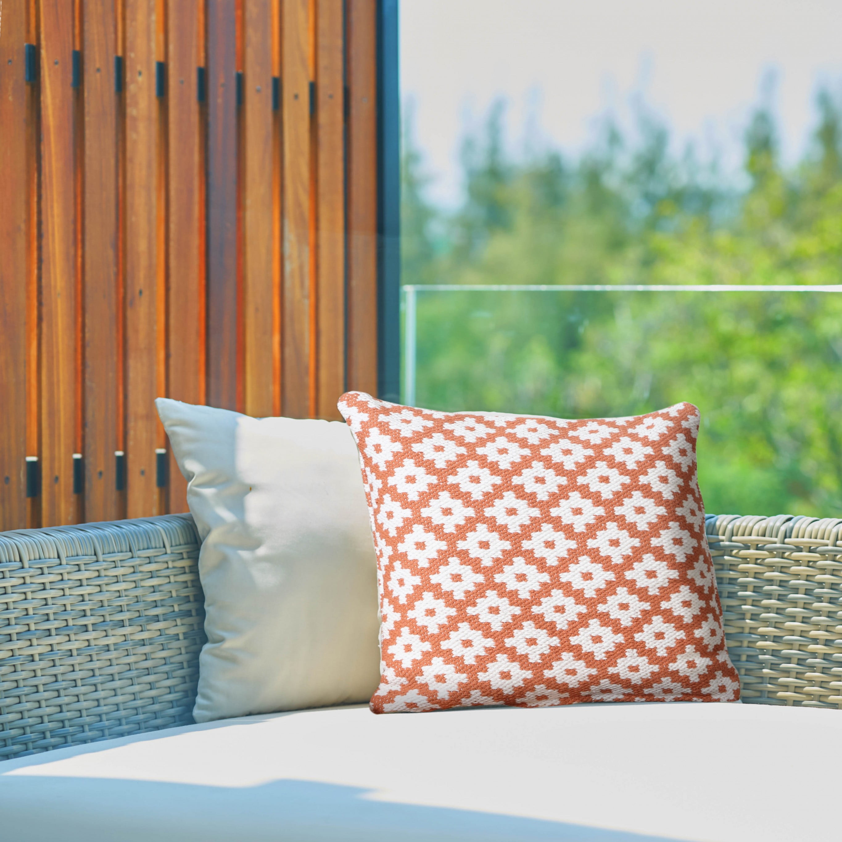 Harlow Hill 20" x 20" Geometric Decorative Throw Pillow, Orange/White