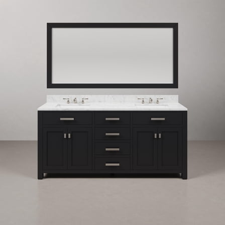 Water Creation Madison 72" Wood Double Bathroom Vanity in Espresso and Chrome