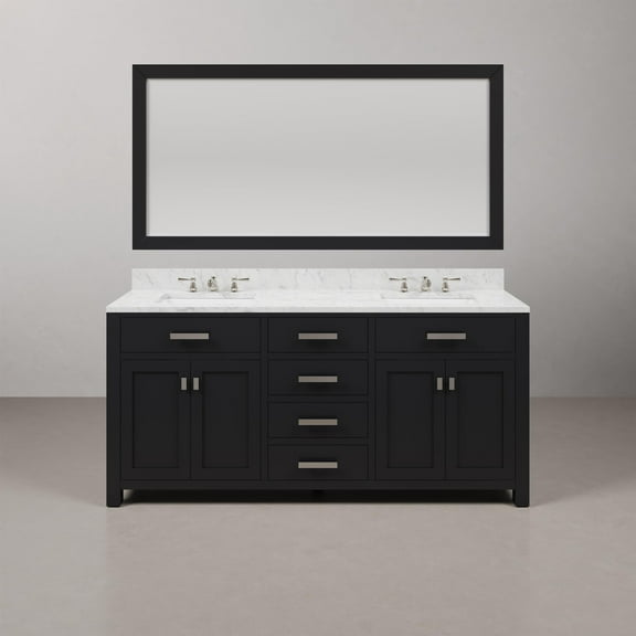 Water Creation Madison 72" Wood Double Bathroom Vanity in Espresso and Chrome