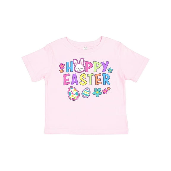Inktastic Happy Easter with Bunny Face and Easter Eggs Girls Toddler T-Shirt
