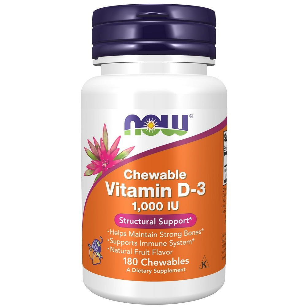 NOW Supplements, Vitamin D3 1,000 IU, Natural Fruit Flavor, Structural