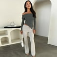 thumbnail image 5 of Womens 2024 Summer Off The Shoulder Crop Tops Sleeveless One Shoulder Ruched Asymmetrical Y2K Going Out Tank Top Medium Gray, 5 of 8