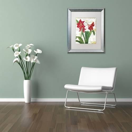 Trademark Fine Art "Peppermint Amaryllis" Canvas Art by Color Bakery White Matte, Silver Frame