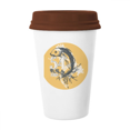 thumbnail image 1 of Line Drawing Fish Mighty Bait Pattern Mug Coffee Drinking Glass Pottery Cerac Cup Lid, 1 of 3