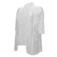 thumbnail image 4 of BODOAO Women's 3/4 Sleeve Open Front Cropped Lace Cardigan Summer Lightweight Hollow Out Knit Shrug Women's Autumn Patterned Lace Hollow Lace Solid Color Five Quarter Sleeved Cardigan White 5Xl, 4 of 6