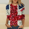 thumbnail image 2 of Union Jack Flag Shirts for Womens Fashion UK United Kingdom Flag Tshirts Great Britain British Women Girl T-Shirt 3/4 Sleeve Summer Tops Casual Dressy Tunic Round Neck Tee Going Out Blouse, 2 of 5