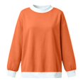 thumbnail image 6 of Women Crewneck Colorblock Sweatshirts Long Sleeve Loose Fit Fall Pullover Teacher Outfits,Faux Layered,Drop Shoulder,Cowboy,Chic Oversized Clothes,Warm Soft,Cozy,Tunic Shirts Fashion Tops Orange, 6 of 6