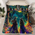 thumbnail image 2 of Manfei Halloween Witch Queen Sheet Sets,Colorful Rustic Flower Flat Sheet,Galaxy Starry Sky Queen Fitted Sheet For Girls,Breathable Home Decor,4 Pieces, 2 of 7