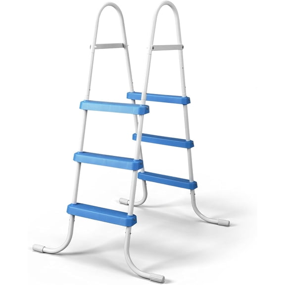 WJSP Above Ground Pool Ladder White Blue 3 Step 300 Lbs For 42 Inch High Wall Non Slip A Frame