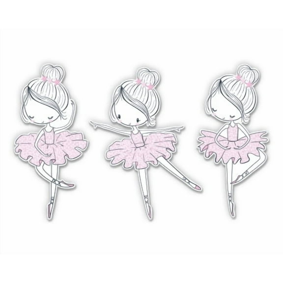 Cute Ballerina Dancers Set of 3 - 2" Each Vinyl Stickers - For Car Laptop Water Bottle Phone - Waterproof Decals