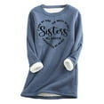 thumbnail image 3 of Feancey Fleece Lined Sweatshirt Women Plus Size Winter Thermal Tops Trendy Letter Print Crewneck Pullover Comfy Fuzzy Loungewear Pajamas Blue M, 3 of 6