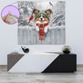 thumbnail image 4 of Playful Papillon Welcomes Winter Snowy Day with Cardinal Bird Tapestry Pap Butterfly Dog Lover Wall Hanging Backdrop Home Decor - 2017, 4 of 5