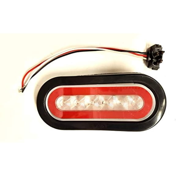 6" Oval Red Clear LED Glow Stop Turn Tail Light Grommet Mount Optronics Glo Halo STL-111RCB