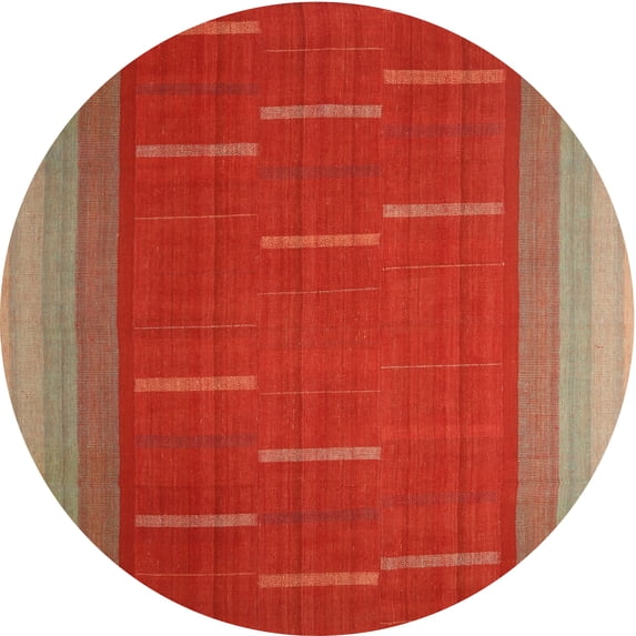 Ahgly Company Machine Washable Indoor Round Contemporary Red Area Rugs, 4' Round