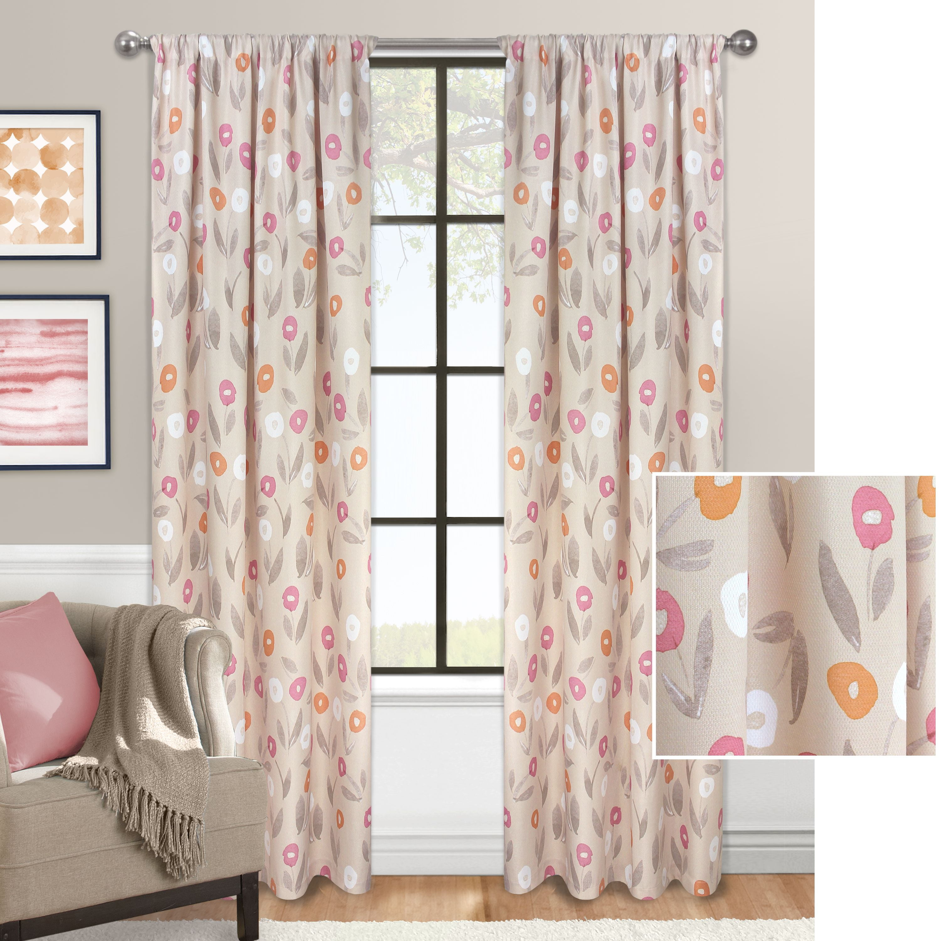 Mainstays Modern Floral Window Curtain Panel
