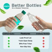 Copco Hydra 16.9oz Reusable Water Bottle, Set of 2 (Gray & Teal)