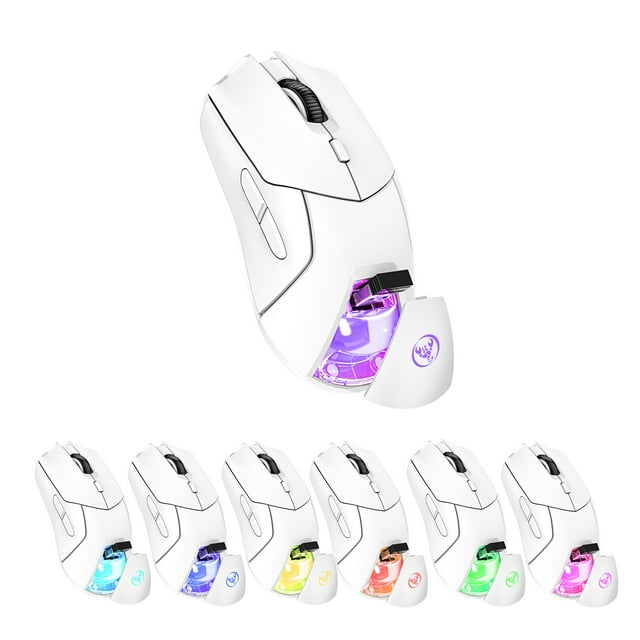 Mistaha Souris Ergonomique Triple Mode Sans Fil avec DPI Réglable et Lumière RGB - HXSJ T40 Blanc