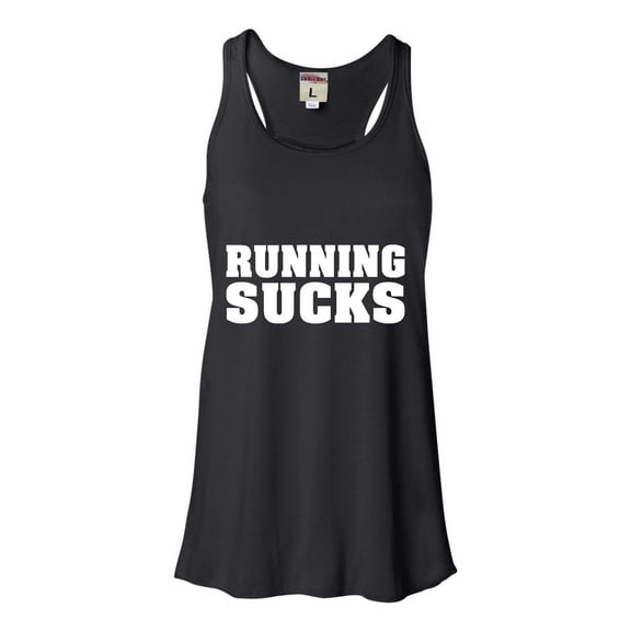 Womens Running Sucks Funny Work Out Gym Flowy Racerback Tank Top T-Shirt