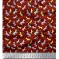 thumbnail image 1 of Soimoi Red Cotton Poplin Fabric Wild Animal Printed Fabric 1 Yard 42 Inch Wide, 1 of 3