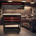 thumbnail image 6 of 3-Drawer Rolling Tool Cart with Wheels, Tool Box Cart with Lift-up Wooden Top, Mechanic Tool Storage Organizer Cabinet for Garage, Warehouse, Workshop, Repair Shop - Black&Red, 6 of 9