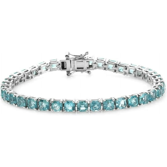 Women's Sterling Silver 4mm Apatite Tennis Bracelet, Princess Cut