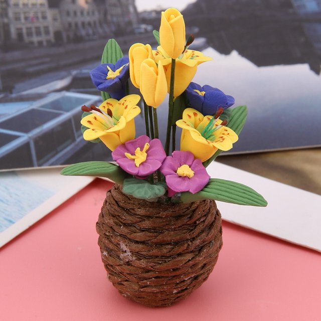 Maceta de flores en miniatura para casa de muñecas, proporción 1:12 Maceta de flores para casa de muñecas en miniatura para casa de muñecas Decoración para casa de muñecas Lo mejor en su clase