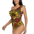 thumbnail image 2 of Easygdp Sunflower Women's One Shoulder Ruffle Monokini Bathing Suits with Removable Chest Pad, Quick Drying - XX-Large, 2 of 8