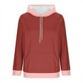 thumbnail image 5 of Karight Women Color Block Hoodies Drawstring Patchwork Oversized Sweatshirt Hoodie Senior Long Sleeve Pollover Top with Pocket, 5 of 6