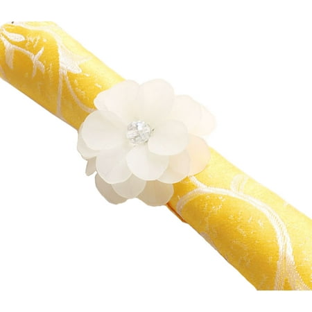 Coral Napkin Ring - Unique Translucent Petals Acrylic Flower Napkin Rings - Set of 4 (White)