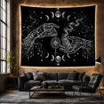 thumbnail image 6 of White Line-Art Hands with Moon Phases on Black, Mystical Gothic for Dark Art Lovers, Celestial Occult Decor Halloween Gift Tapestry Wall Hanging for Bedroom and Living Room, 6 of 7