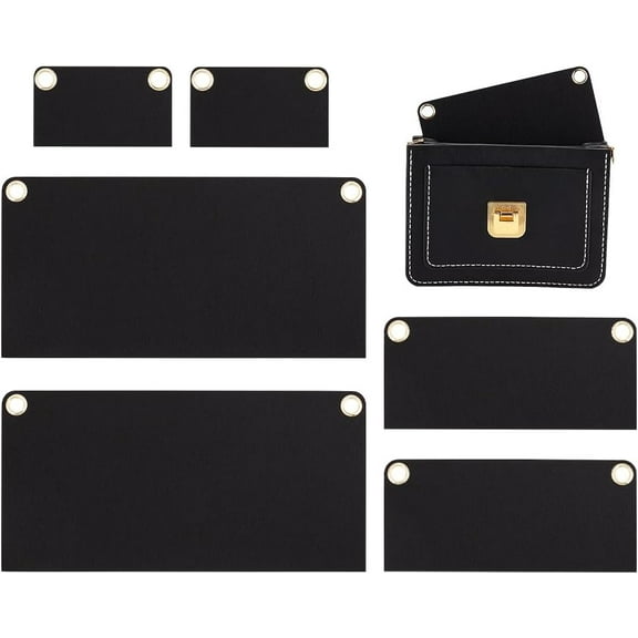 1Set 6Pcs Purse Crossbody Conversion Liner 3 Sizes Felt Purse Organizer Insert Envelope Inner Pocket Storage with Eyelet Women Wallet Conversion Kit Accessories for Pochette Clutch Bag Black