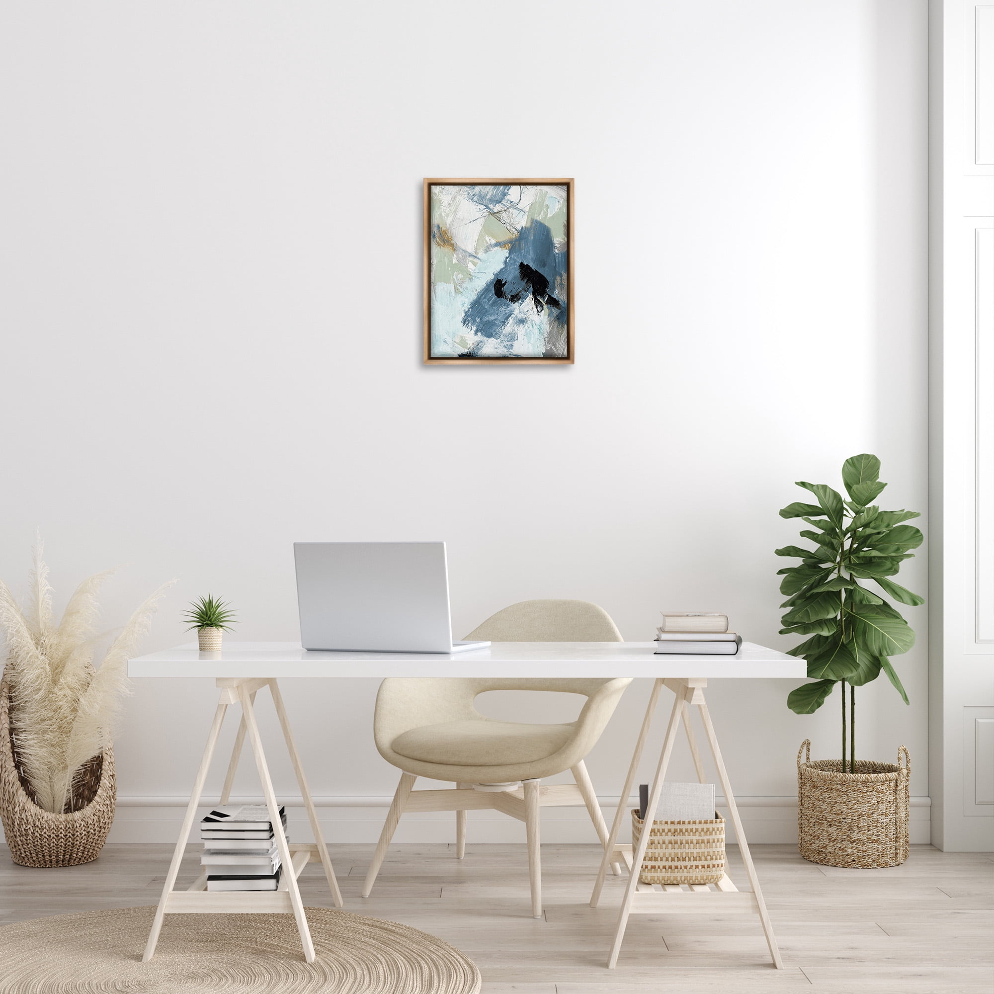 Stupell Industries Chaotic Brush Strokes Pattern Abstract Painting Brown Floater Framed Canvas Art Print Wall Art, 17 x 21