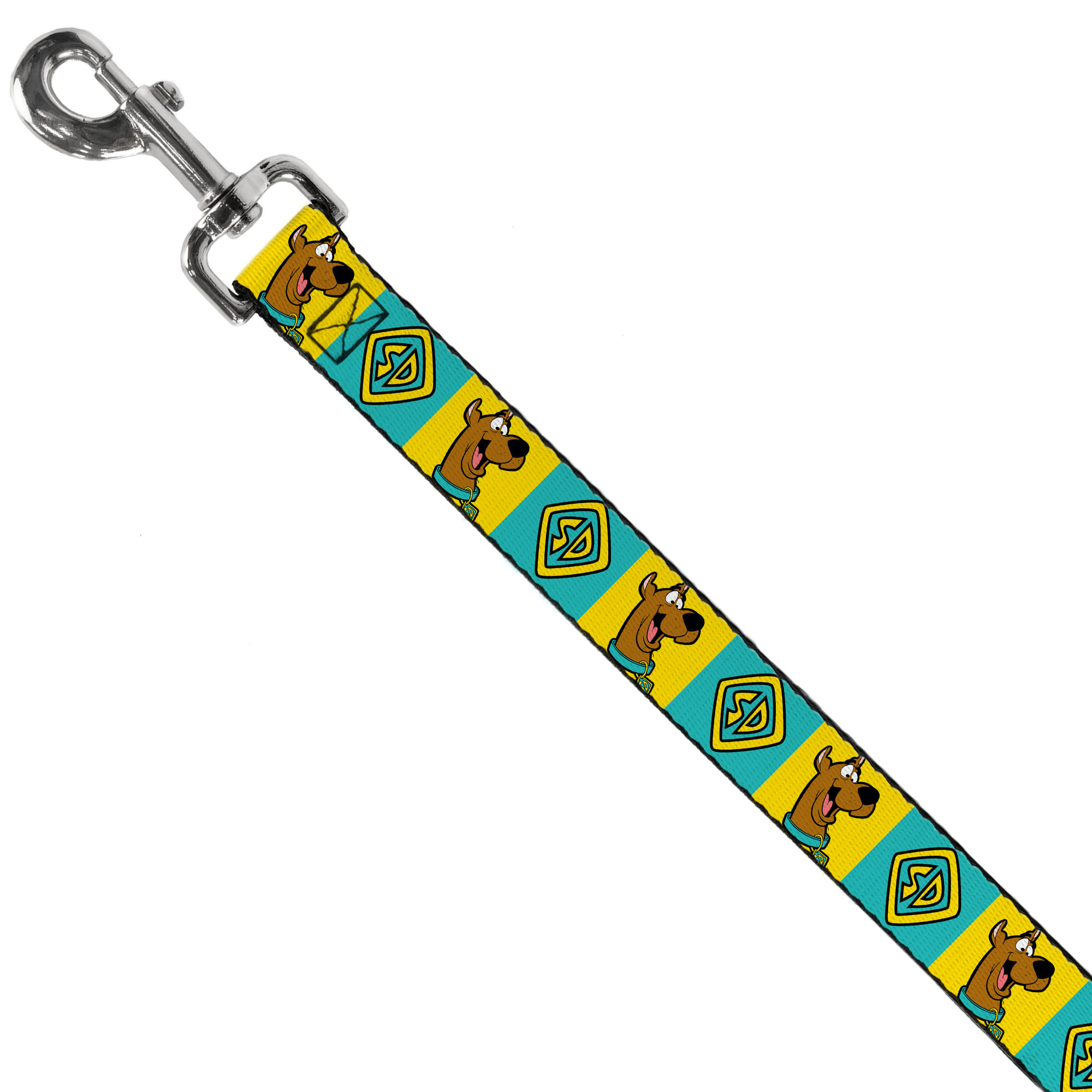 Scooby Doo Pet Leash, Dog Leash, Scooby Doo Pose and Dog Tag Blocks Yellow Blue, 6 Feet Long 1.0 Inch Wide