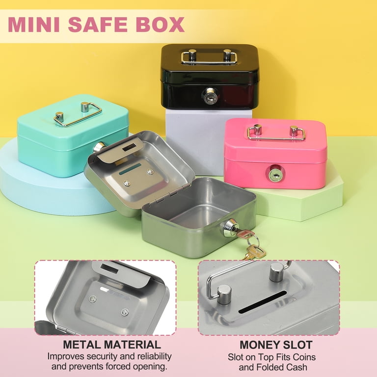 Small Cash Box, Mini Safe Box Money Locker Money Saving Boxes with