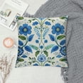 thumbnail image 2 of Qinduosi Pillow Covers Inch Set of Watercolor Green Blue Floral Leaves Decorative Outdoor Throw Pillows Summer Pillow Case Linen Square Cushion Cover Decor for Sofa Couch Bed, 2 of 5