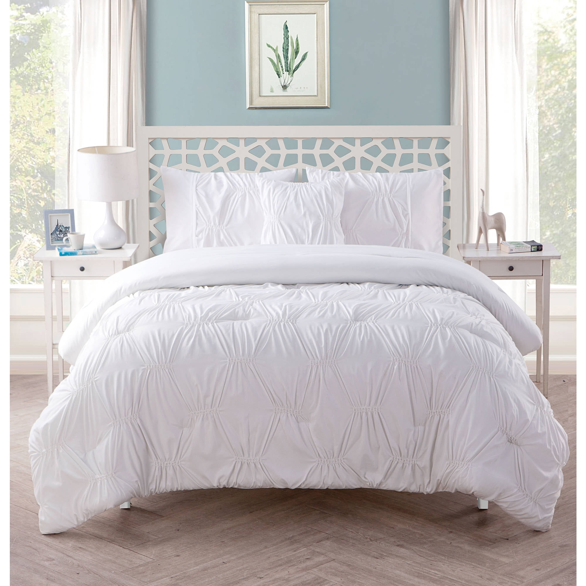 Vcny Home Monica Solid Textured Pinch Pleat 4 Piece Comforter Set Vcny Home Monica Solid Textured Pinch Pleat 4 Piece Comforter Set Multiple Colors Available Com