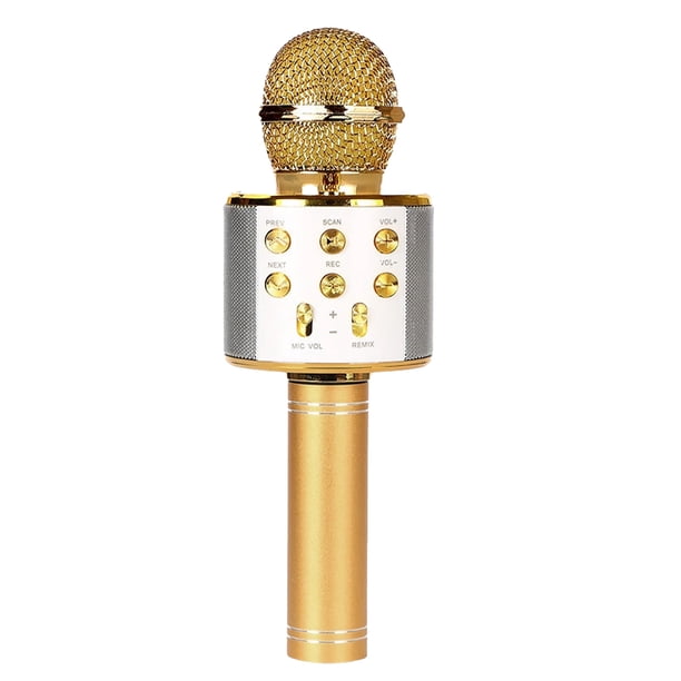 Micrófono de mano inalámbrico compatible con Bluetooth WS858 Micrófono Bluetooth portátil Inglés Dorado Nikou