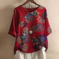 thumbnail image 2 of Vestidos Casuales Para Mujer, Blusas De Mujer De Moda Blusa informal de manga corta con cuello redondo y estampado para mujer, 2 of 4