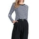 thumbnail image 1 of INSPIRAR CAMISAS A RAYAS CHIC PARA MUJERES, BLUSAS DE MANGA LARGA, CAMISETAS DE ALGODÓN, CAMISETAS AJUSTADAS, ATUENDOS CASUALES Y MODERNOS, TALLA S, RAYAS NEGRO Y BLANCO, 1 of 6