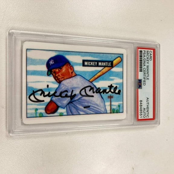 1951 Bowman Mickey Mantle Signed Porcelain Baseball Card RC PSA DNA Certified