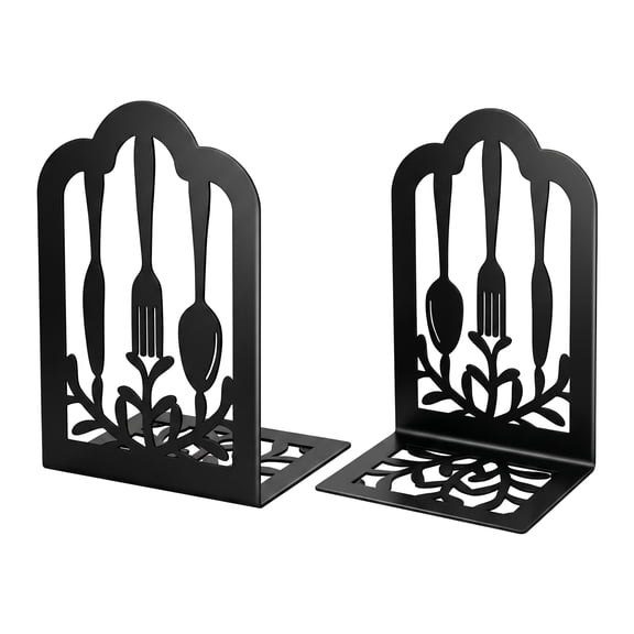 Unique Bargains Decorative Metal Bookends Book Ends for Office Black 4.7"L x 3.5"W x 7"H