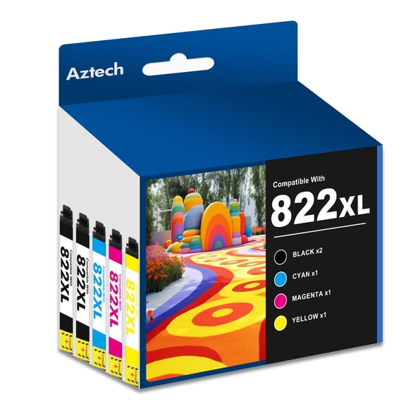 822XL Ink Cartridges 5 Pack Compatible for Epson 822 822XL Printer Ink Combo Pack for WorkForce Pro WF-3820 WF-4820 WF-4830 WF-4833 WF-4834 WF-3823 (2 x Black, Cyan, Magenta, Yellow)