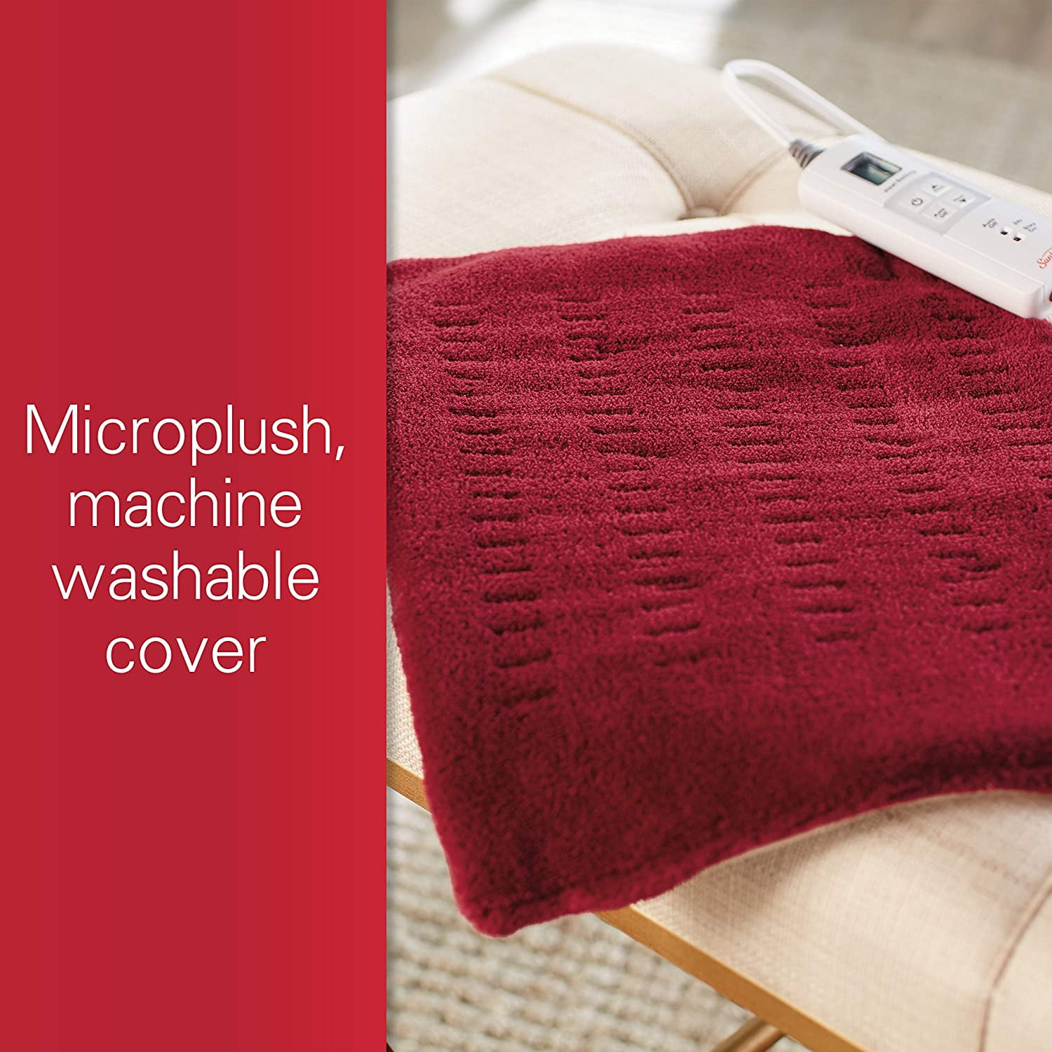 Sunbeam 002014915000 Xpressheat Heating Pad, Red, 12 x 15