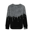 thumbnail image 5 of Fall Sweaters for Women Dressy Women's Star Print Hatless Sweatshirt Long Sleeve Fashion Top Sweatshirt Loose Pullover Top Silver XL, 5 of 5