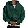 thumbnail image 3 of UOCUFY Men's Oversized Zip Up Hoodie Fleece Sweatshirts with Pockets | Cotton Blend Sweatshirts,Fall Clothes Outfits,Full Zip Up Hoodie,Long Sleeve Winter Jackets,Relaxed Fit Coat Dark Green,Size XL, 3 of 9