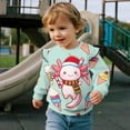 thumbnail image 3 of Garronmavis Christmas Axolotl Toddler Girl Sweatshirt 6T Fashion Ruffle Long Sleeve Girls Top Loose Pullover Crewneck Long Sleeve Shirt Versatile Girl's Graphic Shirts Top for Daily Life, 3 of 7