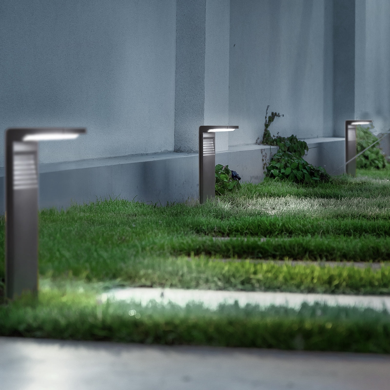 2-Pack 7-Shaped Solar Pathway Lights - White LED Outdoor Garden Stake Lights, 16.14 Inch Tall