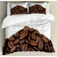 thumbnail image 1 of Coffee Duvet Cover Set King Size, Picture of Hill of Seeds on a Plain Backdrop Aromatic Elements, Decorative 3 Piece Bedding Set with 2 Pillow Shams, Charcoal Grey Umber and White, by Ambesonne, 1 of 3