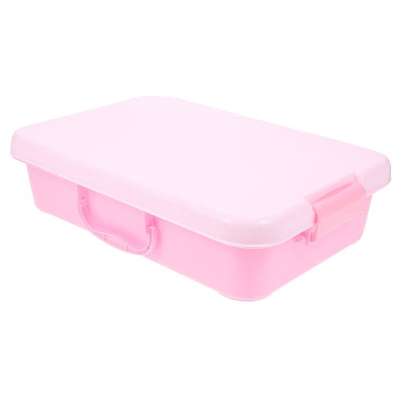 OUNONA Portable Pink Sand Tray with Lid for Home Use Plastic Sandbox with Spacious Storage